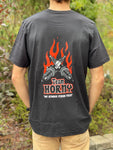 BLACK TEAM HORNY FLAMING PLUG TEE